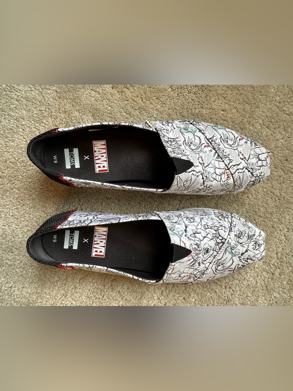 Toms Marvel Women's White Graphic Slip-On Shoes